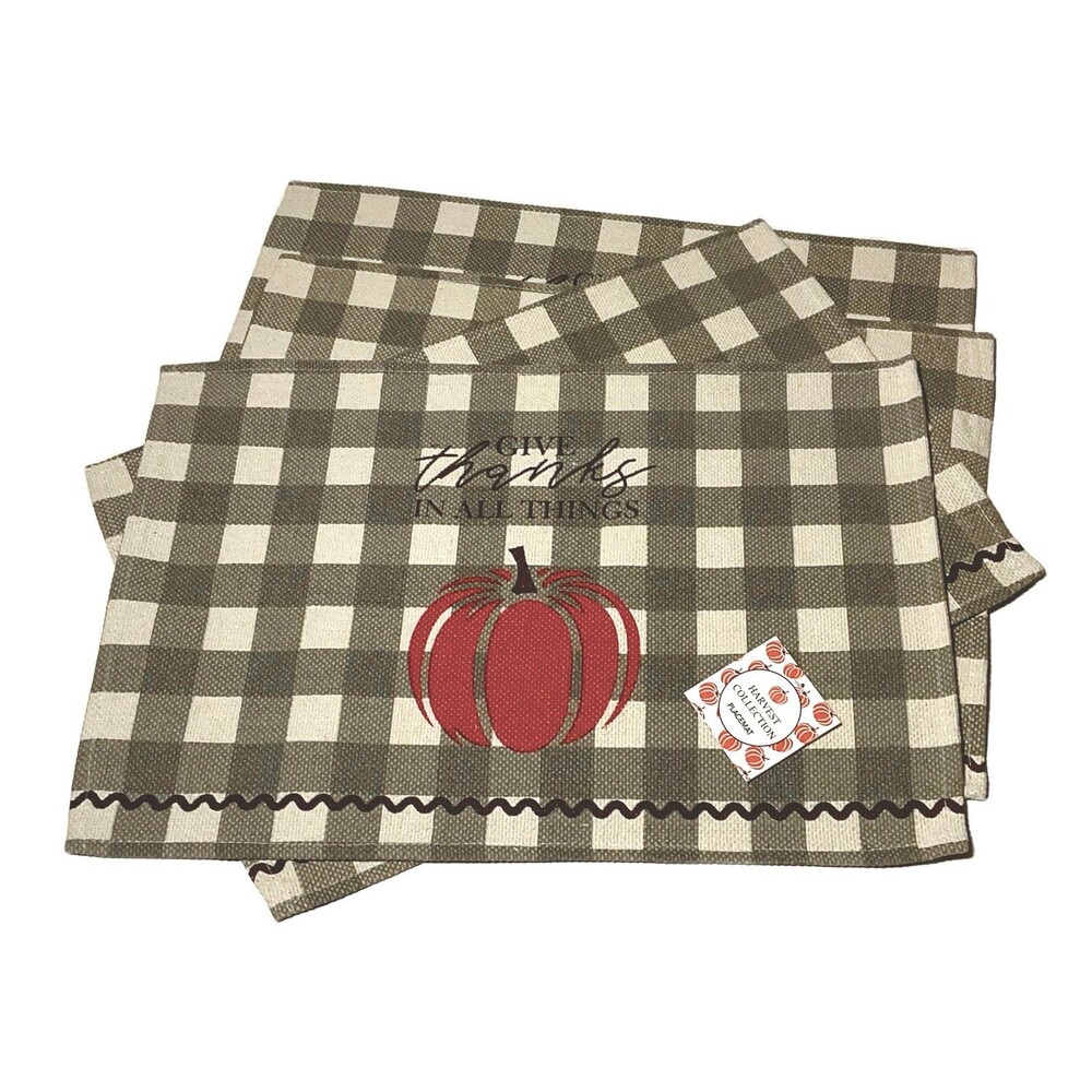 4 Thanksgiving Place Mats- 100% Cotton (Size 13” x 19”)